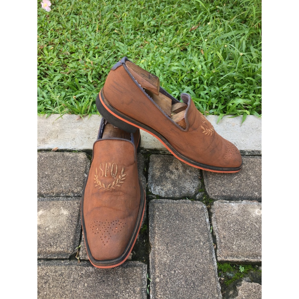 Sepatu Loafers SFQ Suede Coklat Size 42 Vintage