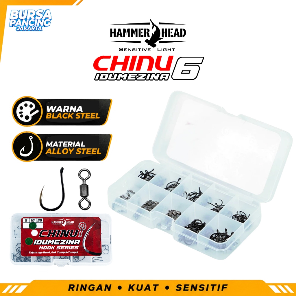 HAMMER HEAD Set Kail Pancing Lengkap SK6 Japan High Carbon Steel Swivel Kili Kili Tajam Serbaguna