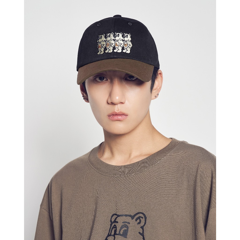 ADLV AC Bear Embroidery Two Tone Ball Cap Black - Topi Unisex acme de la vie