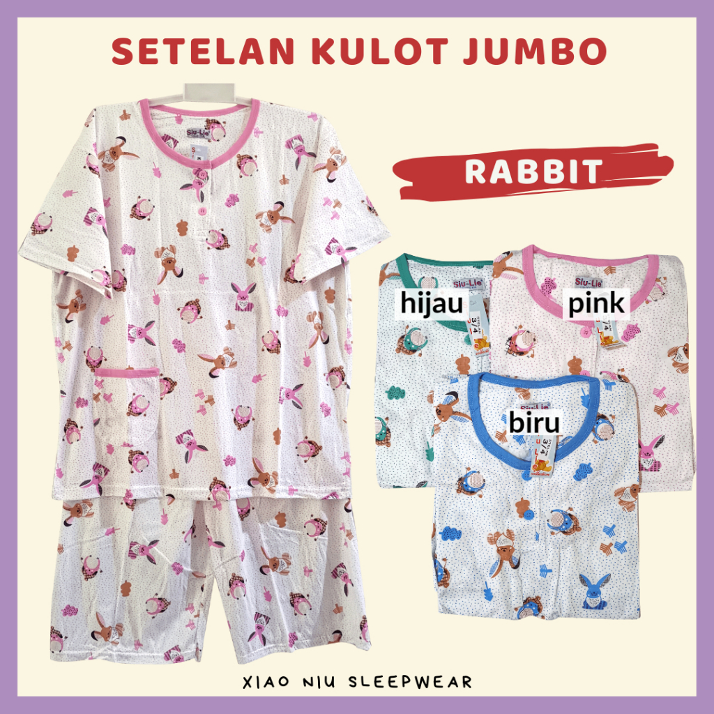 Setelan Piyama Kulot Jumbo Siu Lie / Baju Tidur Wanita