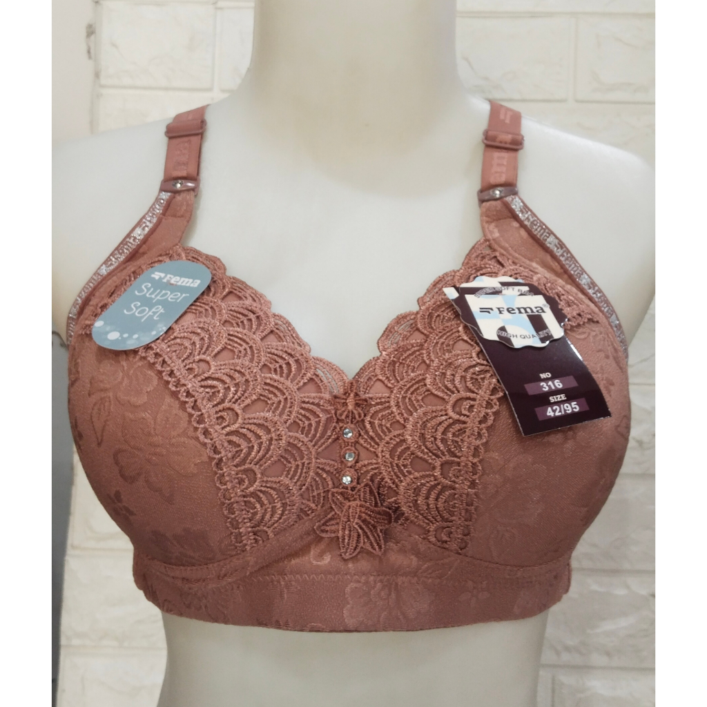 Bh Bra Busa Cup D / bh jumbo tanpa kawat / kait 3 / fema 316 super soft
