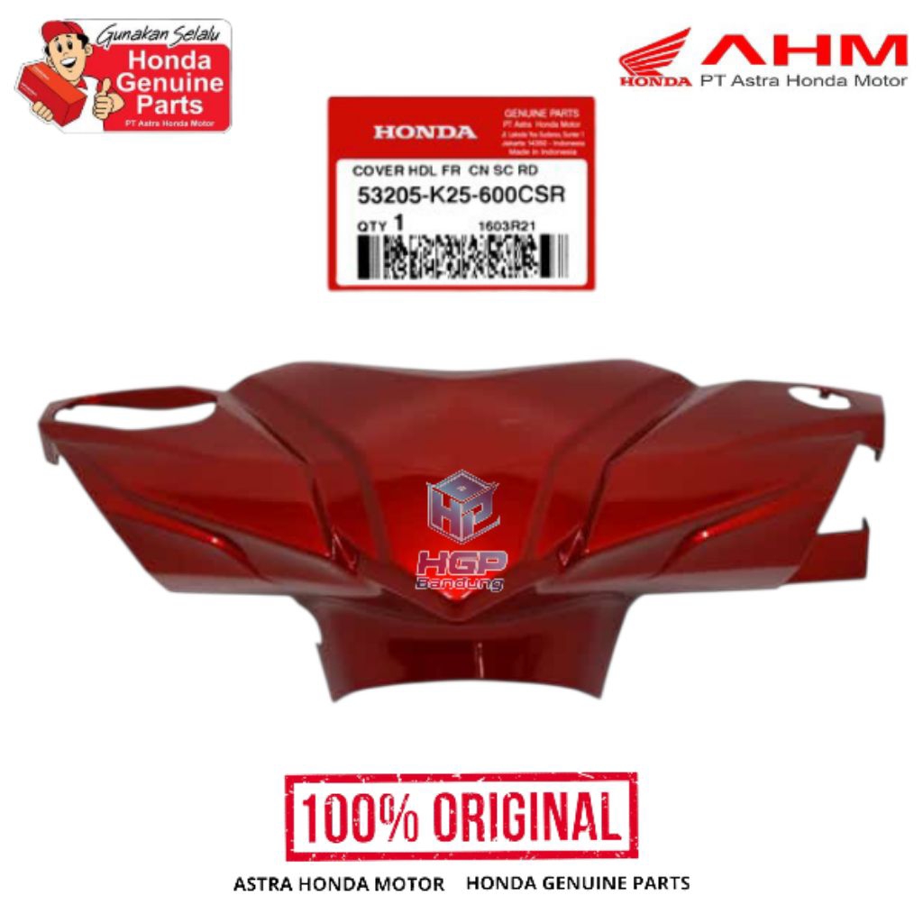 53205-K25-600CSR Cover Handle Front Batok Depan Merah Beat Fi Stater Halus 2014-2016 Original AHM