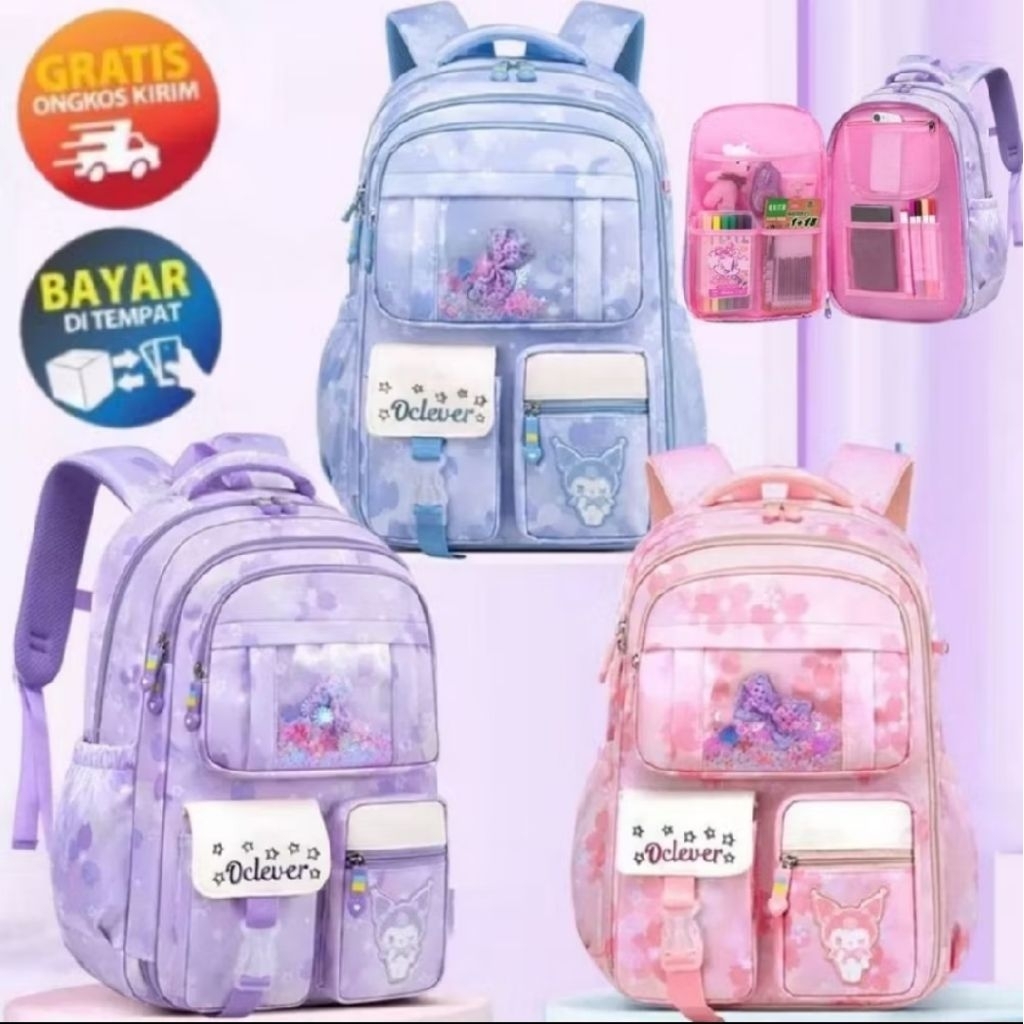 Oclever - BK180 Ransel sekolah anak SD prempuan Tas sekolah kuromi