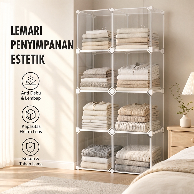 Wardrobe Storage/Lemari Lipat Plastik Susun/Lemari Plastik Baju