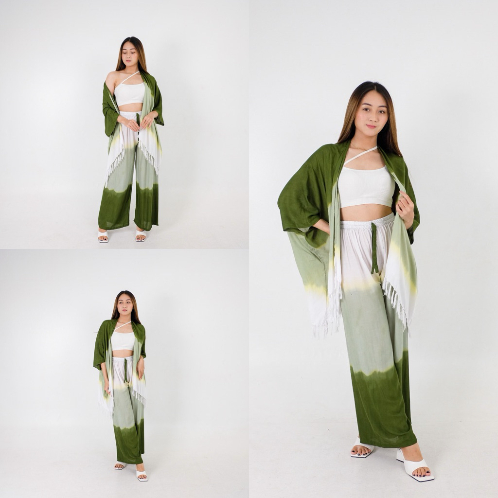 SETELAN CARDIGAN MOTIF GRADASI || SETCEL TIE DYE BALI