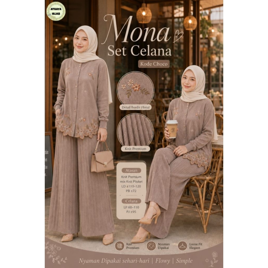 setelan celana plisket viral mona one set kulot plisket kekinian