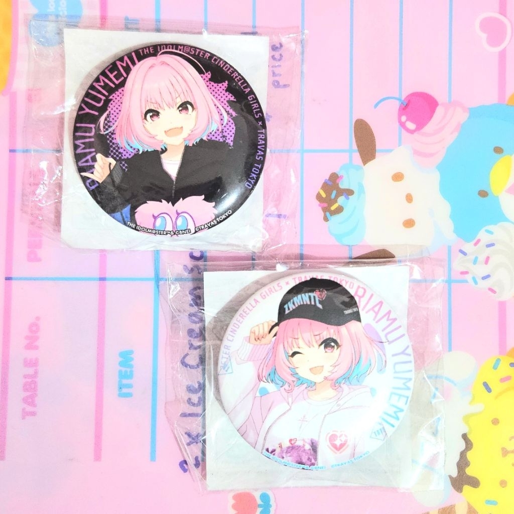 Imas Idolmaster Cinderella Girls Riamu Yumemi x TRAVAS TOKYO Collab Official Badges