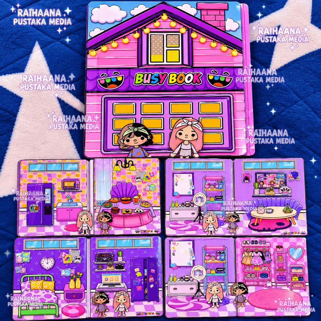 Paper Doll Toca Boca Purple Life World Rumah Boneka Kertas Laminasi | Busy Book Quiet Book Anak Pere