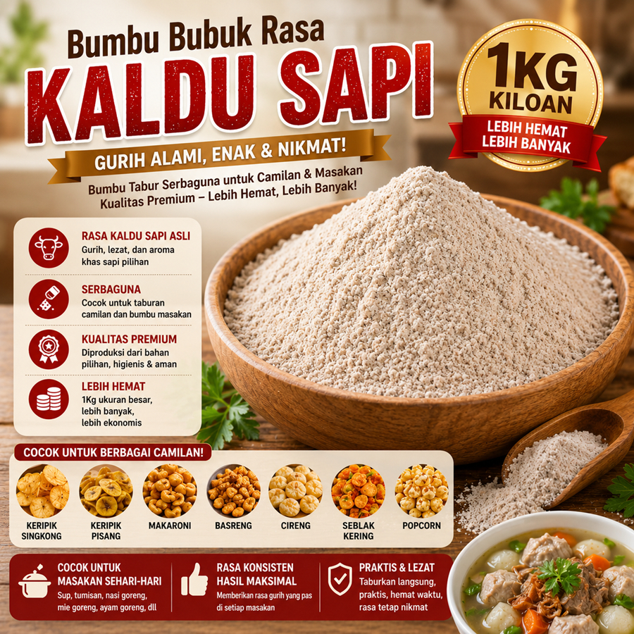 Bumbu Bubuk Rasa Makanan Kaldu Sapi 1Kg Kebutuhan Memasak Bumbu Tabur Aneka Rasa Kiloan Perlengkapan