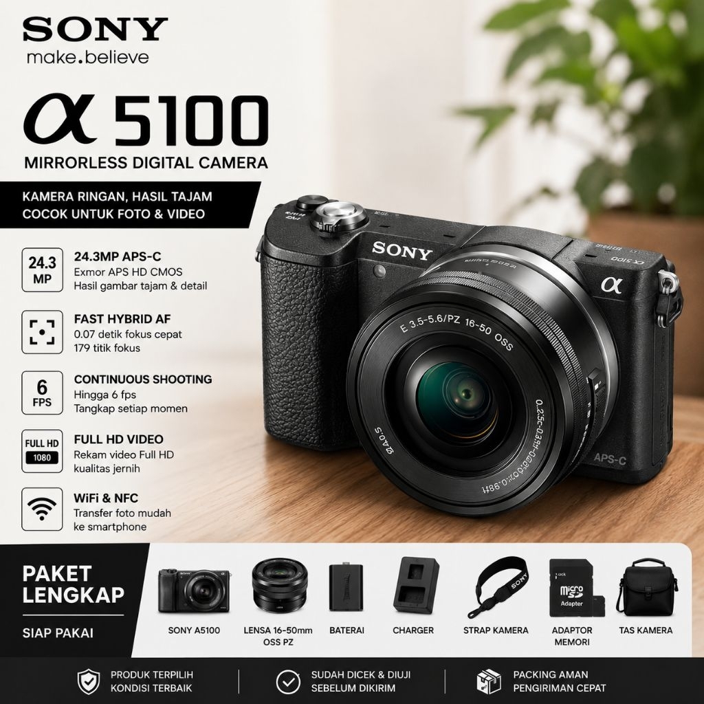 KAMERA SONY A5100 LENSA KIT 16-50MM OSS TERMURAH