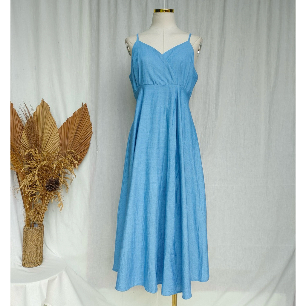 Valley girl Midi Dress Blue Denim Colour