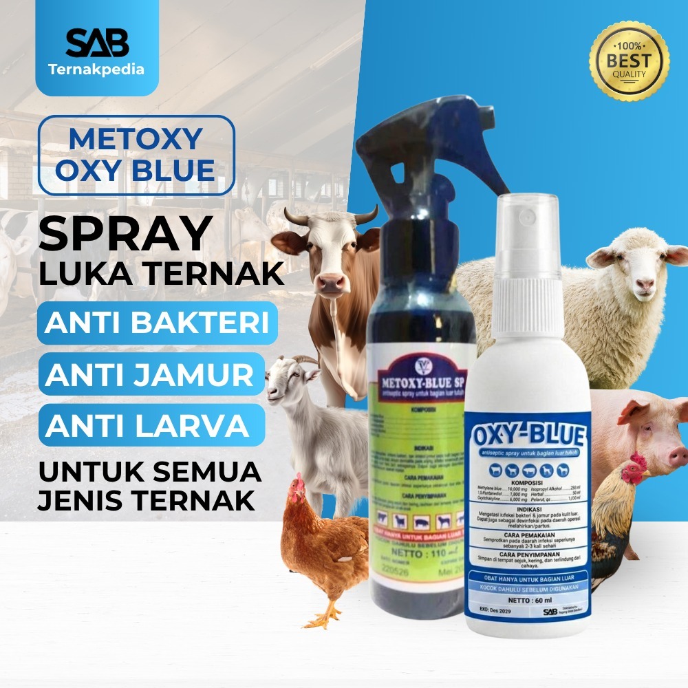 Oxy Blue 60ml - Metoxy Blue 110ml - Pengganti Obat Luka Hewan - Obat Hewan Spray