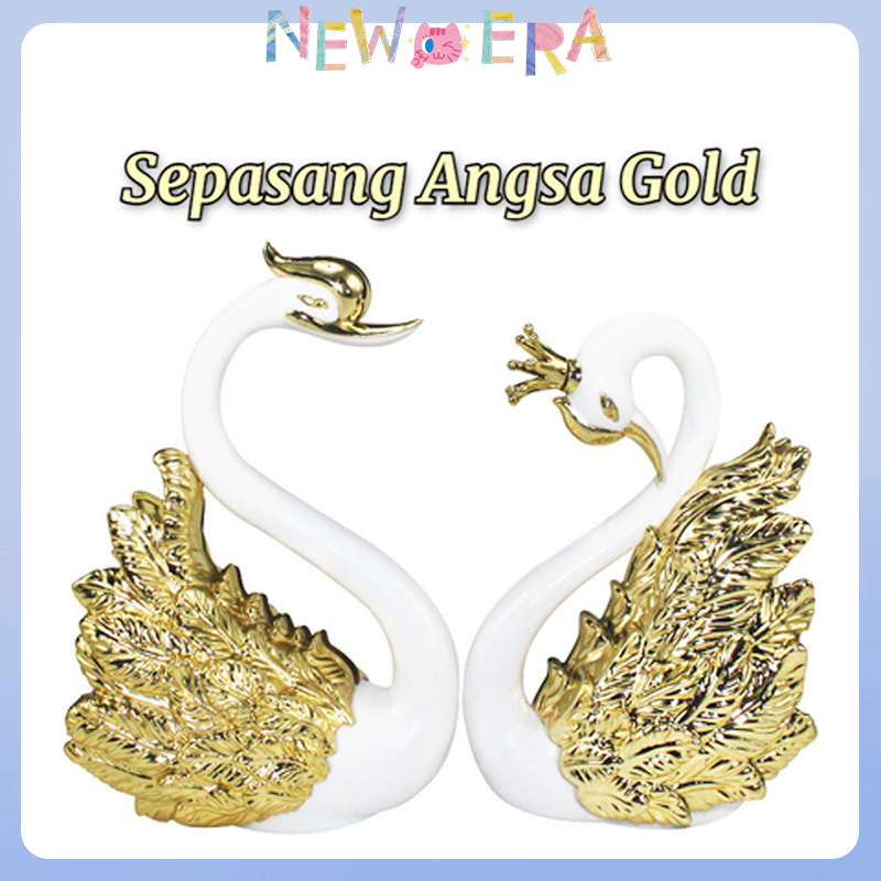 Sepasang Angsa Gold Silver Hiasan Flaminggo Pajangan Angsa Pajangan Sepasang Angsa
