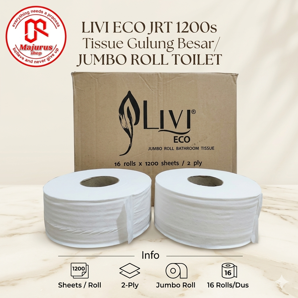 OJEK-[Paket 1DUS]-Livi JUMBO JRT -Eco Tissue Toilet Roll Jumbo JRT / Tissue Gulung Jumbo 1200s