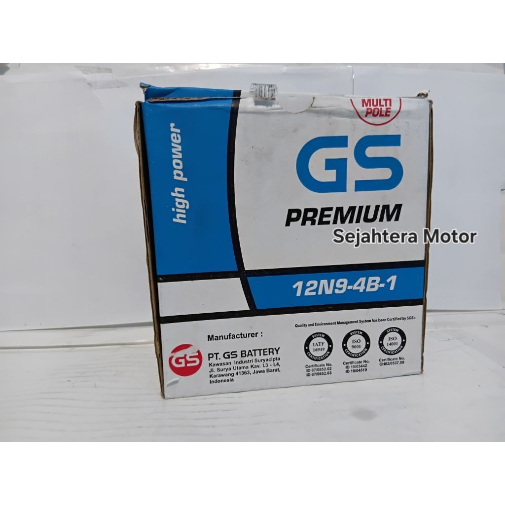 Baterai aki basah asli GS 12N9-4B1 THUNDER