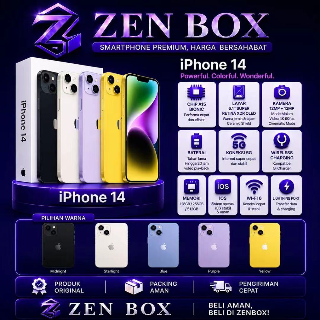 IP 14 Second inter 128GB/256GB Original Bergaransi