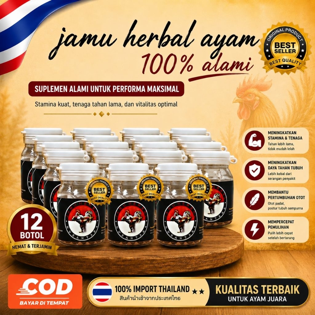 JAMU AYAM HERBAL (1 LIST 12 BOTOL ISI 200) JAMU AYAM ORIGINAL Produk Terlaris dengan Label Best Sell