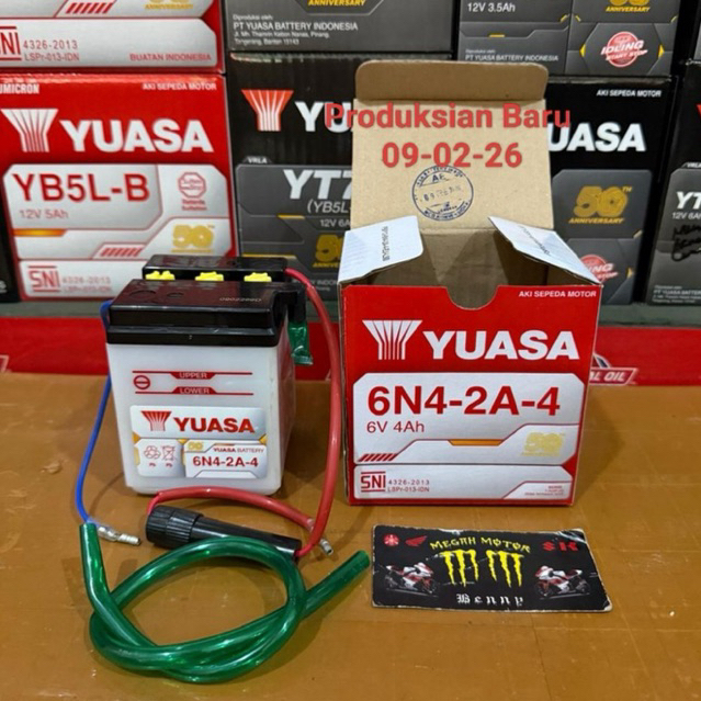 Aki Accu Yuasa Basah RXS RXspesial  RX-R 6N4-2A-2. / 6N4-2A-4  6volt 4Ah.  YT-115 V-75 DX-100 LS-3. 