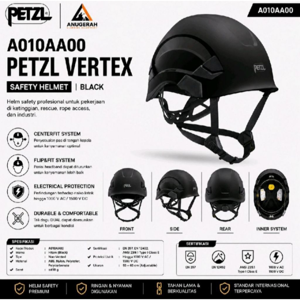Petzl Vertex Helmet Hitam Helmet Rescue