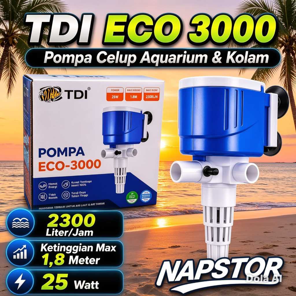 TDI ECO 3000 Power Head Mesin Pompa Celup Kolam Aquarium Aquascape Filter Air Terjun Kolam Ikan Gele