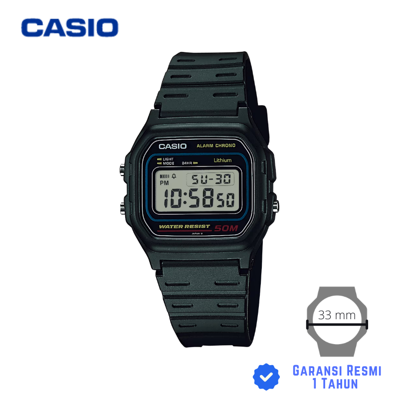 JAM TANGAN CASIO W-59-1 HITAM - W 59 1VQ Digital Strap Karet