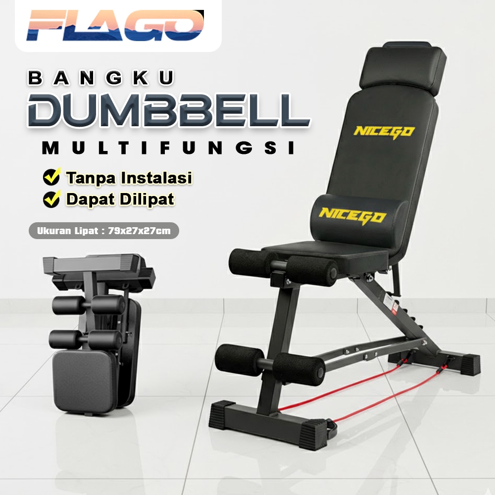 FLAGO Sit Up Bench Multifungsi Bench Press Dumbbell Bench Alat Fitness