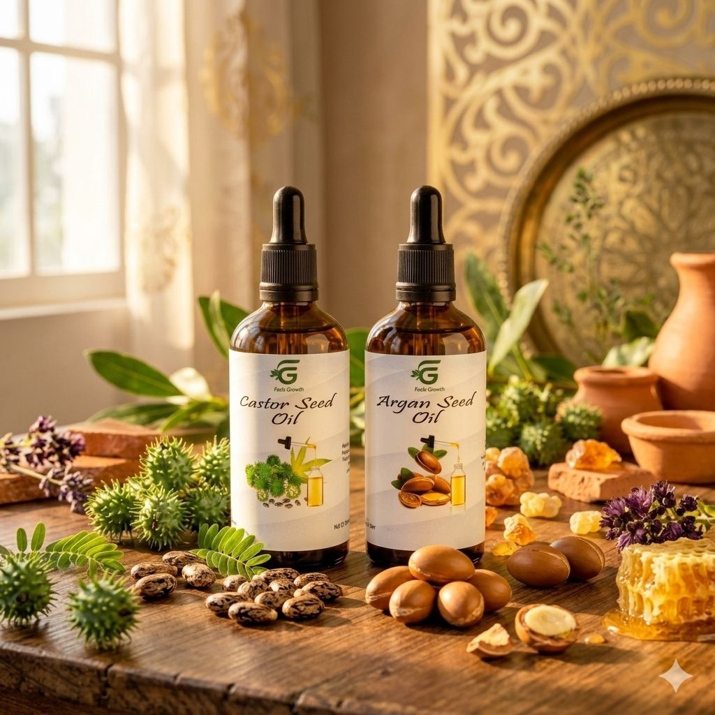 ( Paket Hemat 2pcs ) Argan Oil & Castor Oil 100% Pure Organic Cosmetic Grade -  Body Care - Facial Care - Hair Growth Oil - Haircare.