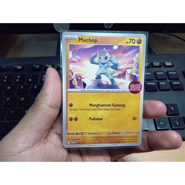 KARTU MAINAN ANAK HIASAN UNTUK BINDER KOLEKSI POKEMON MACHOP PROMO CHOKI CHOKI