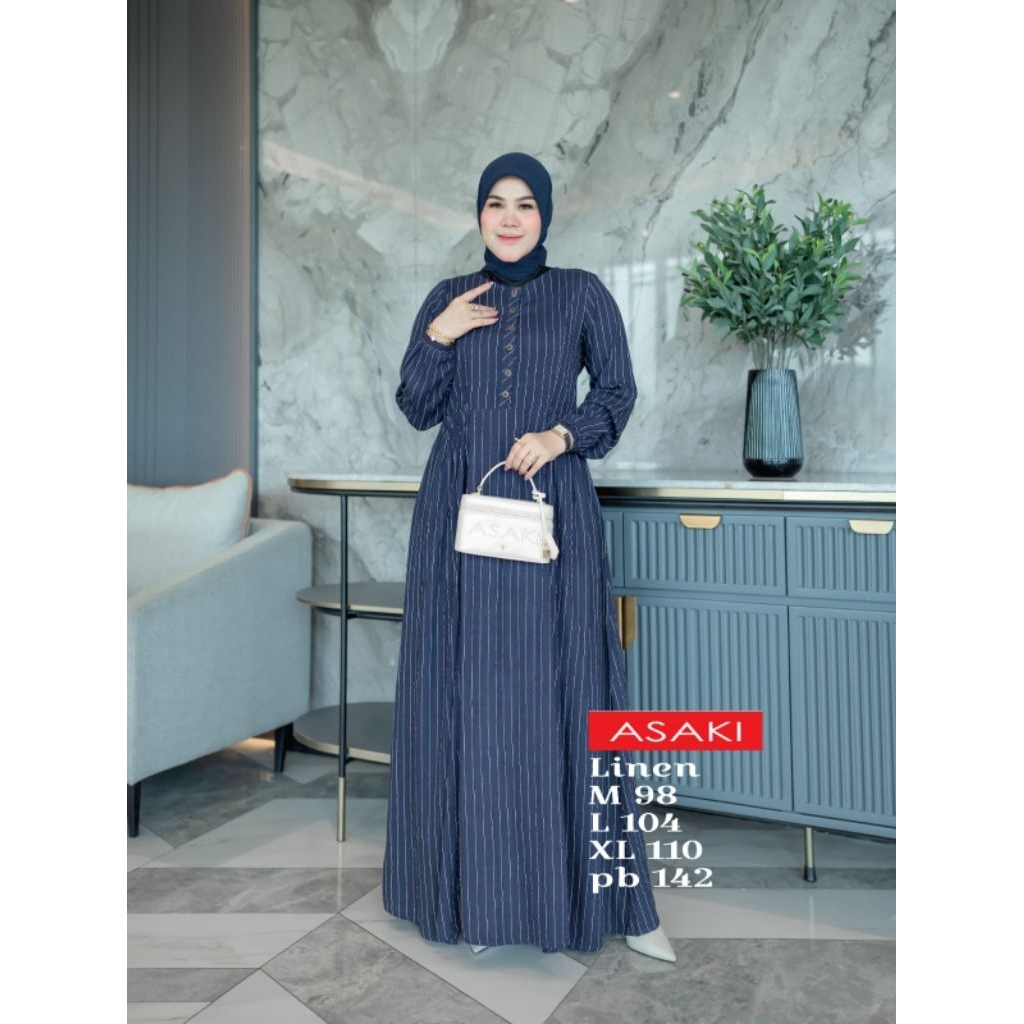 Gamis flanel asaki terbaru/gamis salur/gamis kotak kotak /gamis casual/gamis motif