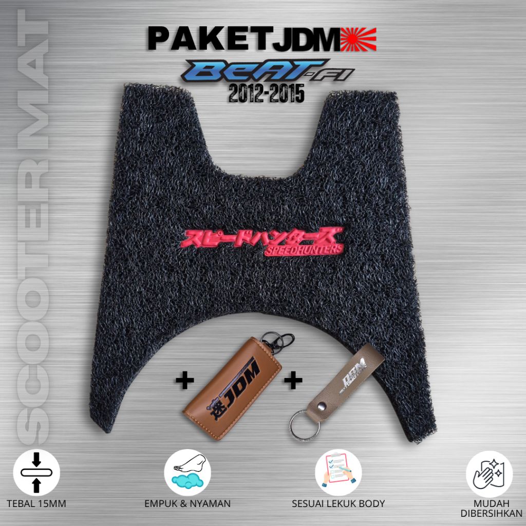 Paket JDM Karpet Motor Dompet STNK Honda Beat Fi 2012-2015 Logo Emboss JDM Series