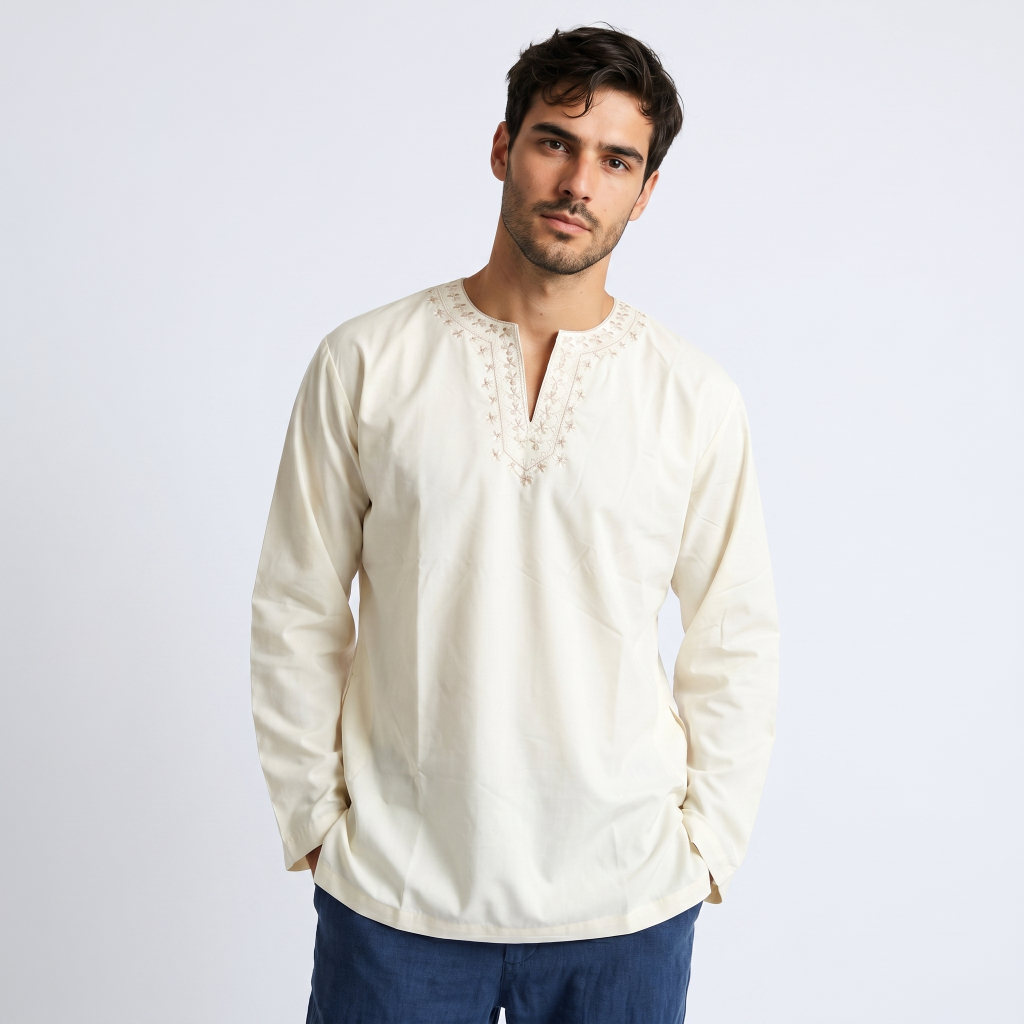Preview Baju Koko Pria Lengan Panjang By Itang Yunasz Limited Cream S-M-L-XL-XXL-XXXL