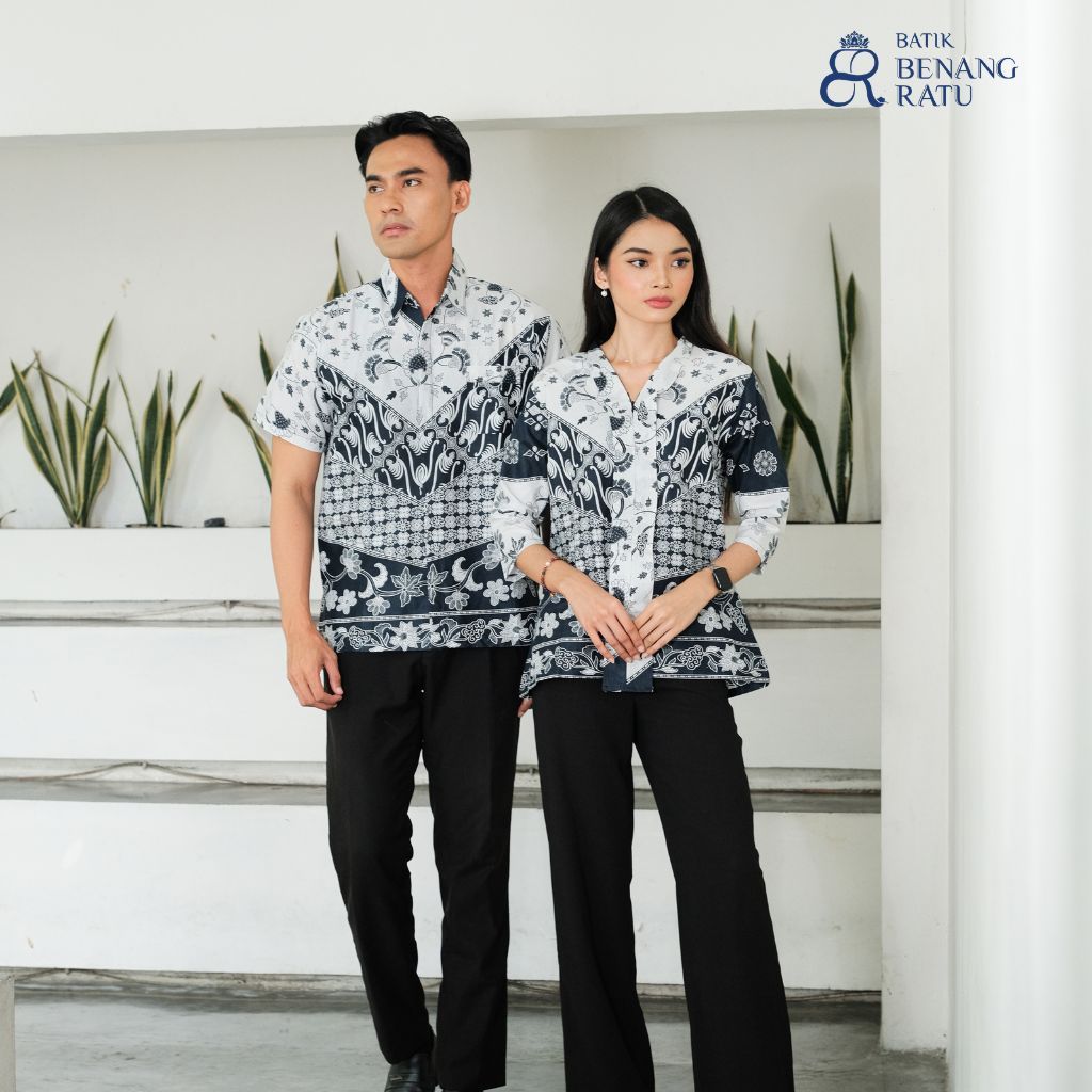 Batik Sarimbit Couple Motif Alusan Sinaran I OOTD Couple Tradisonal & Kekinian by Batik Benang Ratu