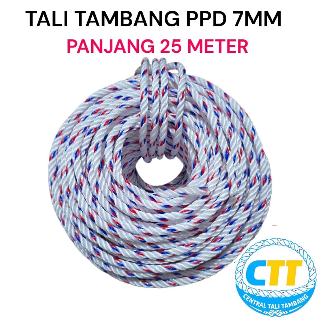 TALI TAMBANG 7MM 25 METER/ TALI TRUK,PICK UP,LOSBAK,/TALI TAMBANG HEWAN SAPI,KERBAU,KAMBING/TALI MUR