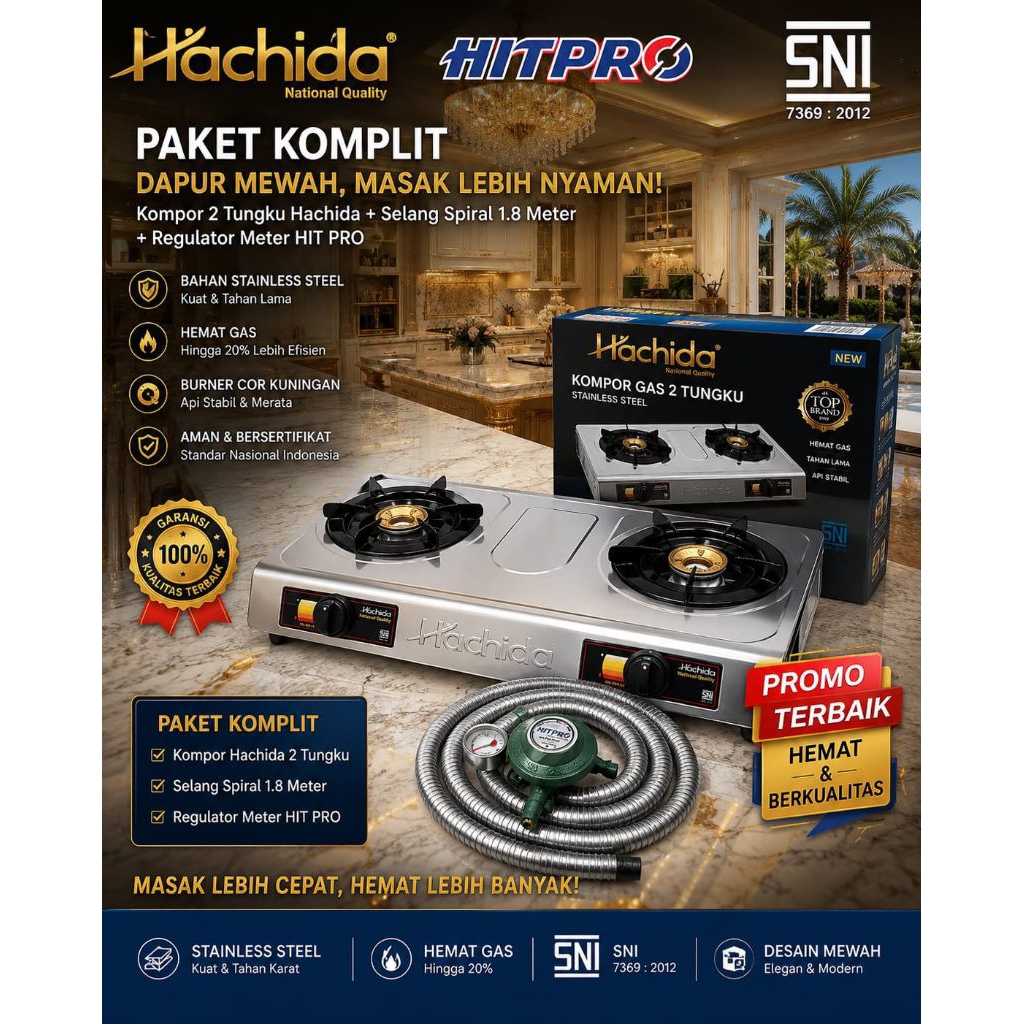 kompor gas Stainless tebal Hachida
