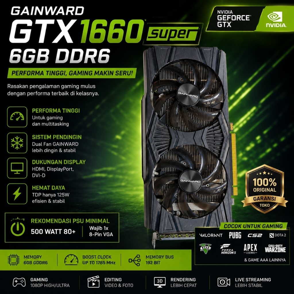 VGA GTX 1660 SUPER 6GB DDR6 GAINWARD