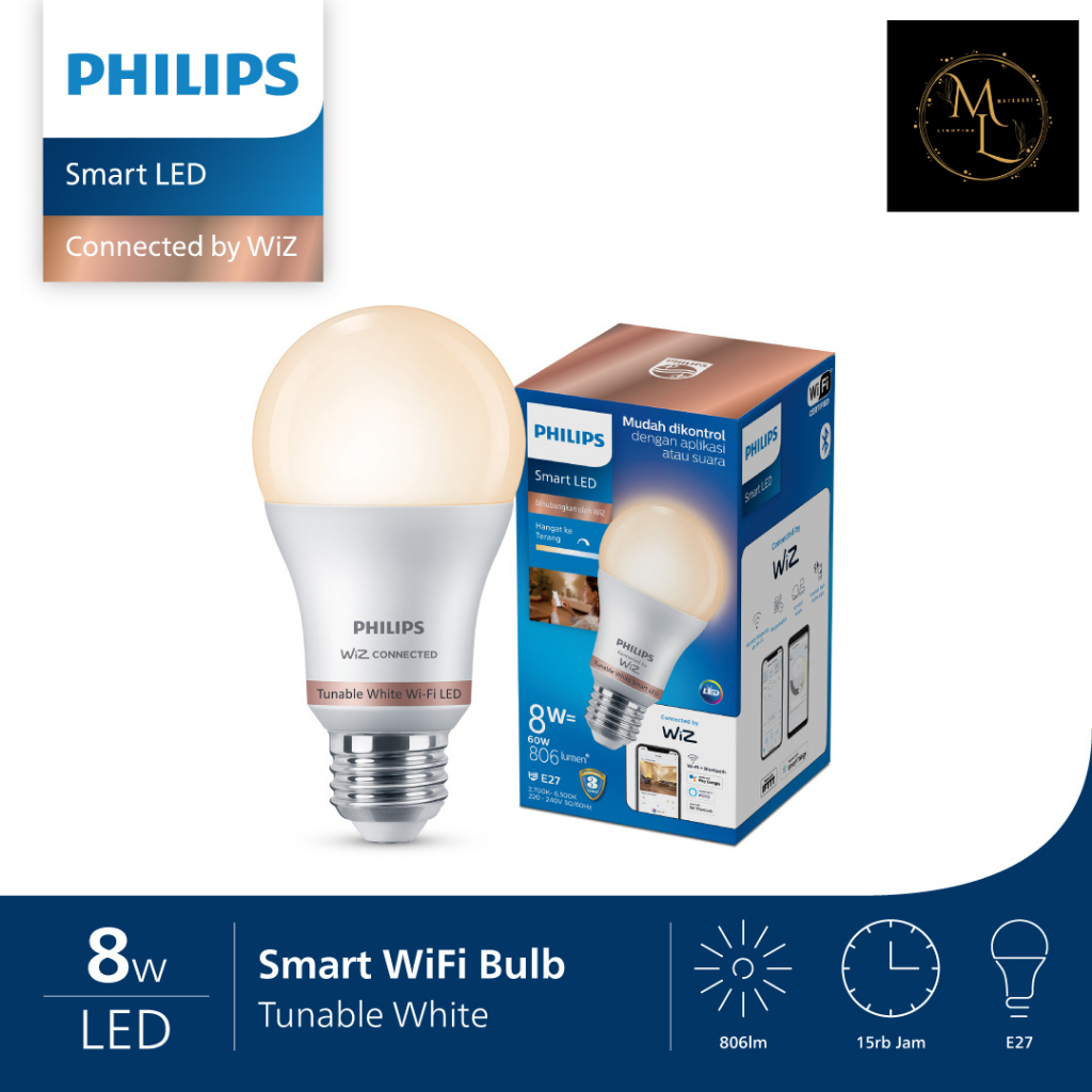 PHILIPS LAMPU SMART WIFI LED 8W & 13W WHITE BLUETOOTH