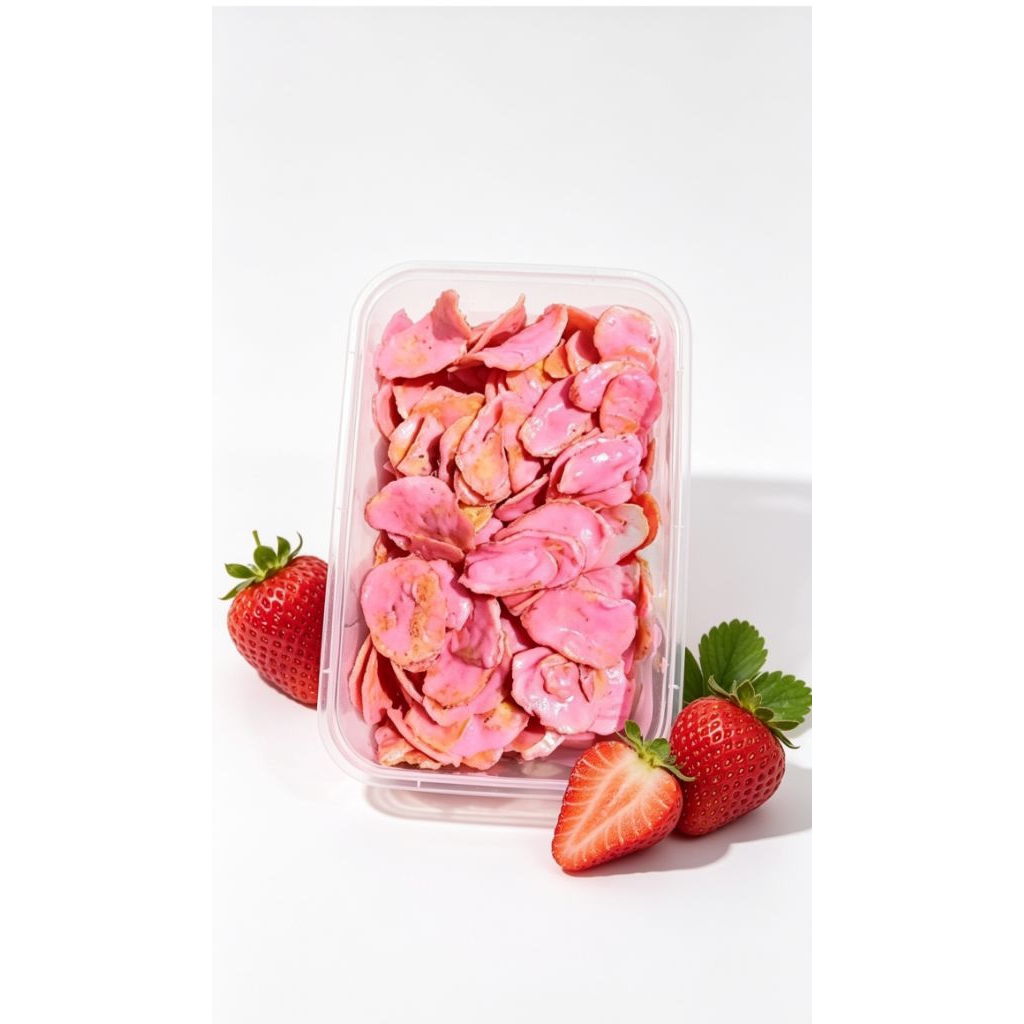 kripik pisang lumer strawberry