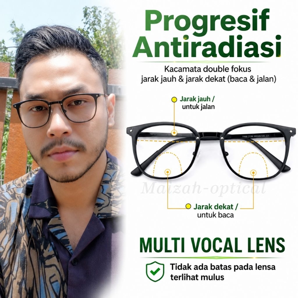 kacamata progresif (baca + jalan) antiradiasi kacamata pria dan wanita frame 6011
