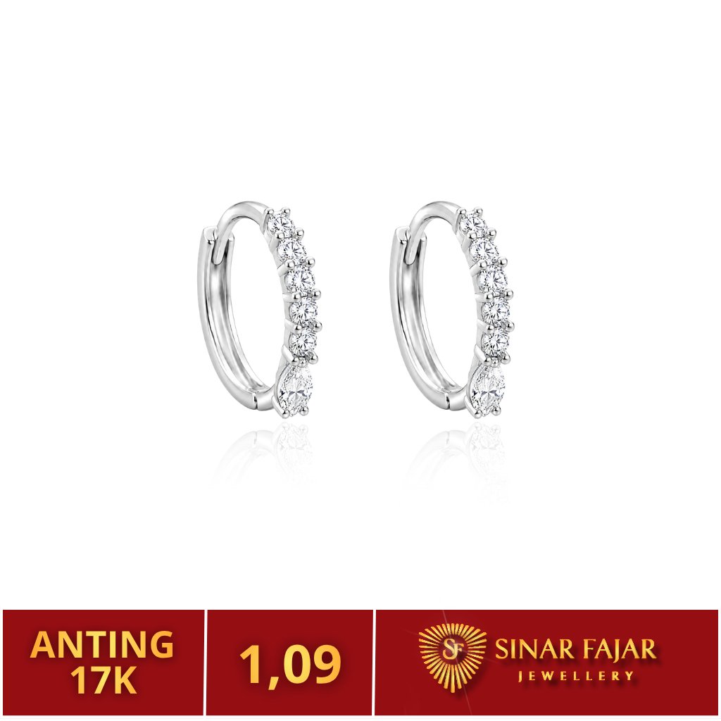 Anting Dewasa Bulat Putih 750 - Sinar Fajar Jewellery