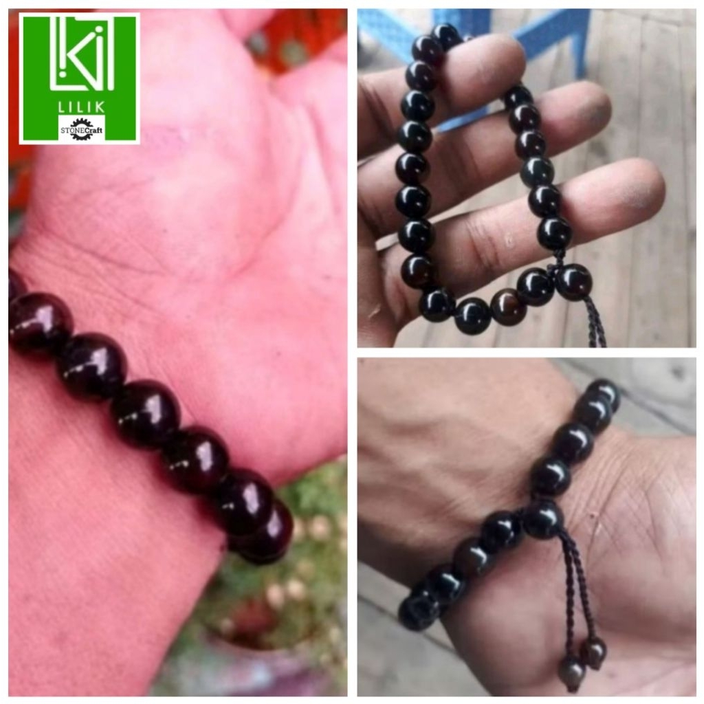 GELANG BATU AKIK YAMAN WULUNG TALI SERUT 8mm ORIGINAL NATURAL ASLI  BATU ALAM