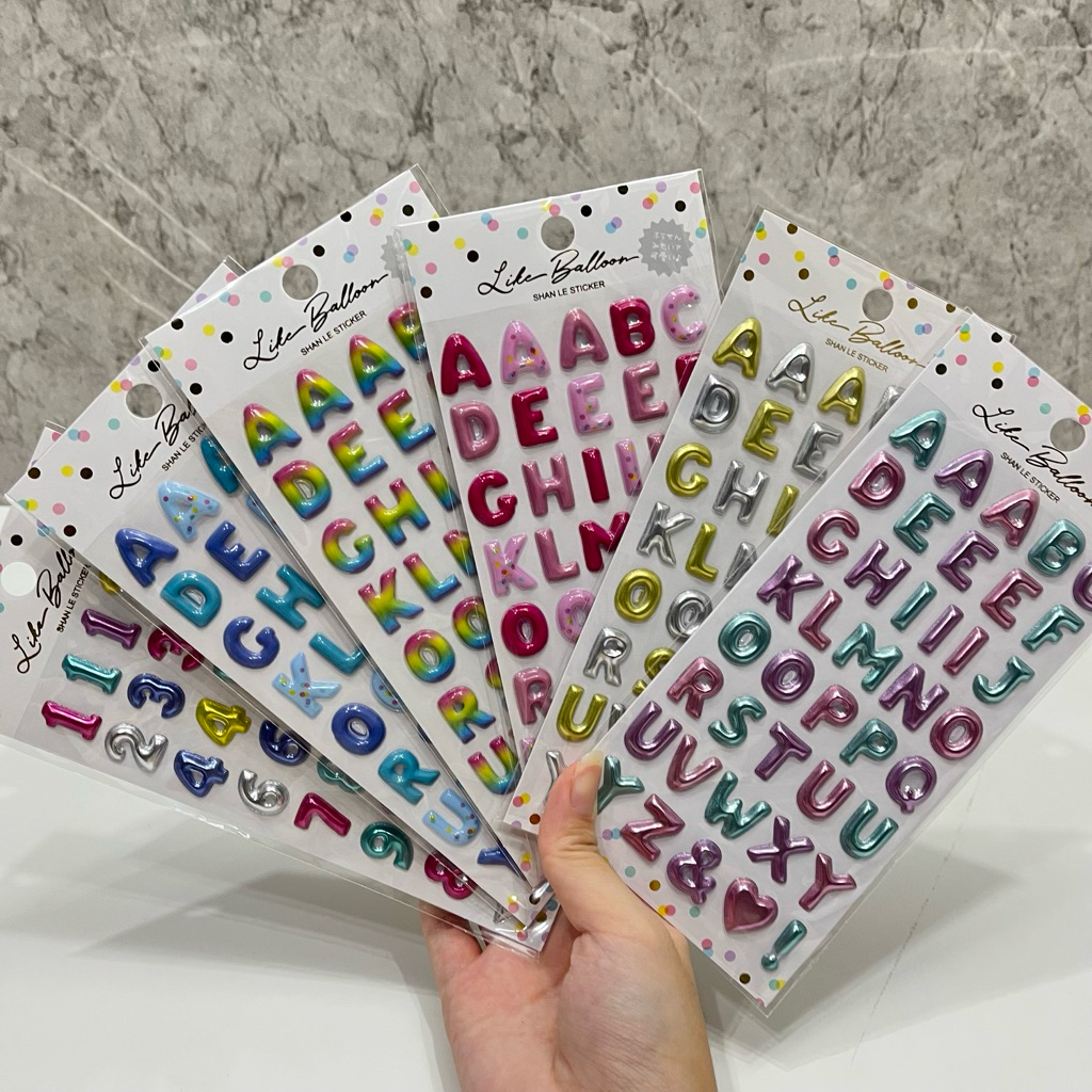 Stiker Alfabet Abjad Dekorasi Scrapbooking ABC Menghias Angka Nomor