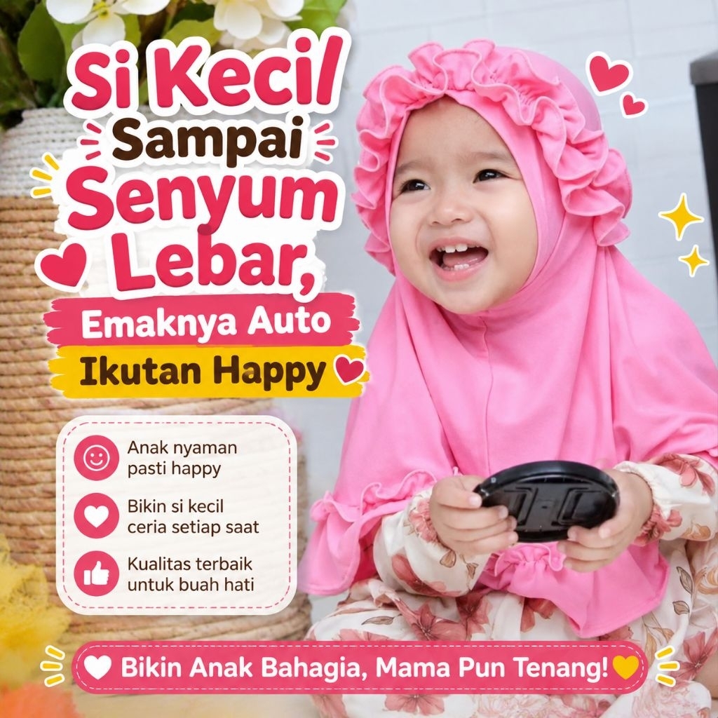 Jilbab Anak Perempuan Kerudung Bayi Raina Kriwil Gaya Manis si Kecil 0–3 Tahun Lembut untuk Buah Hat