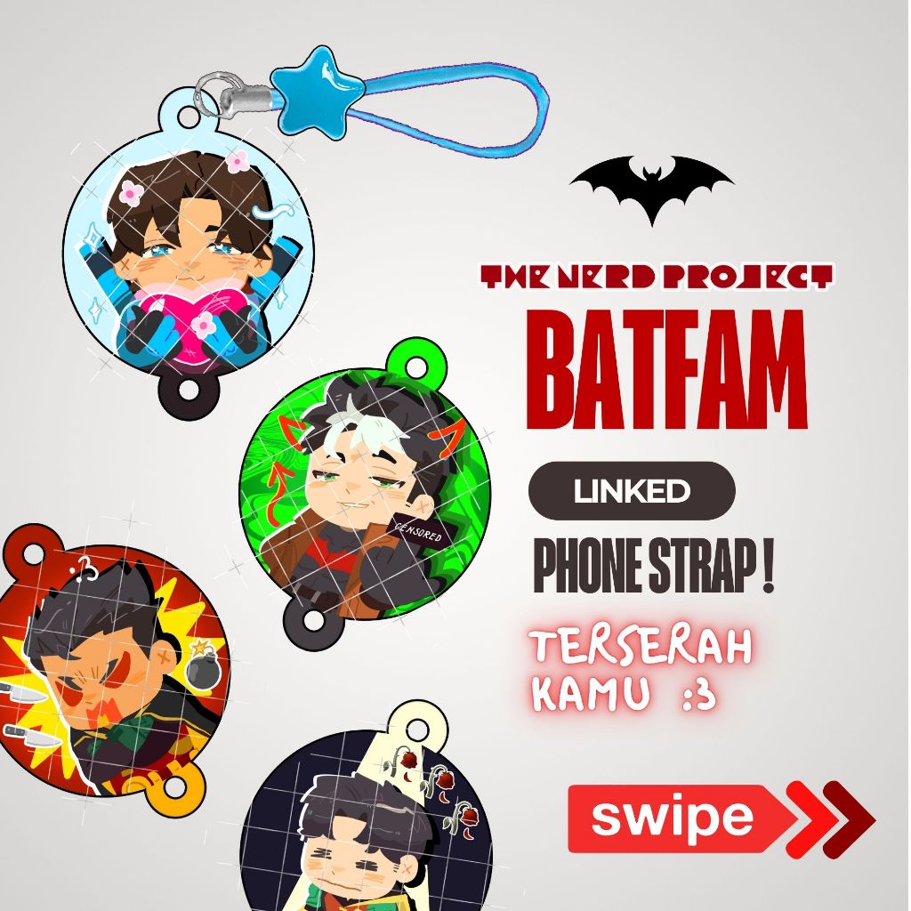 [BATFAM]  (///) LINKED PHONE STRAPS      >>>> strap HP fanmerch DC batman batboys bat family nightwi
