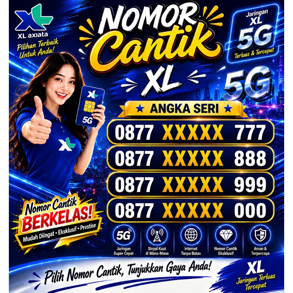 Nomor cantik XL 4G 777 888 999 000 !!