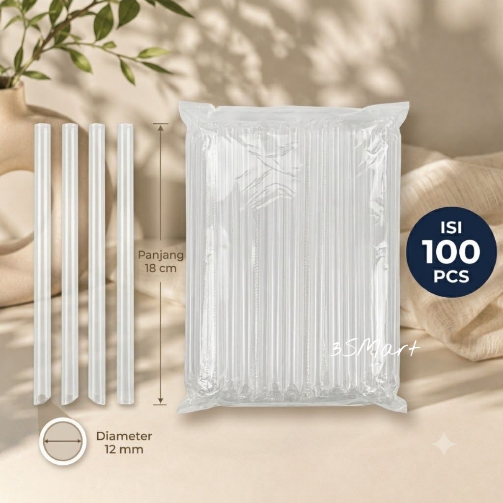 [100 PCS] SEDOTAN BOBA PLASTIK/ SEDOTAN PLASTIK/SEDOTAN BESAR STERIL/PIPET BESAR BENING/SEDOTAN BENI