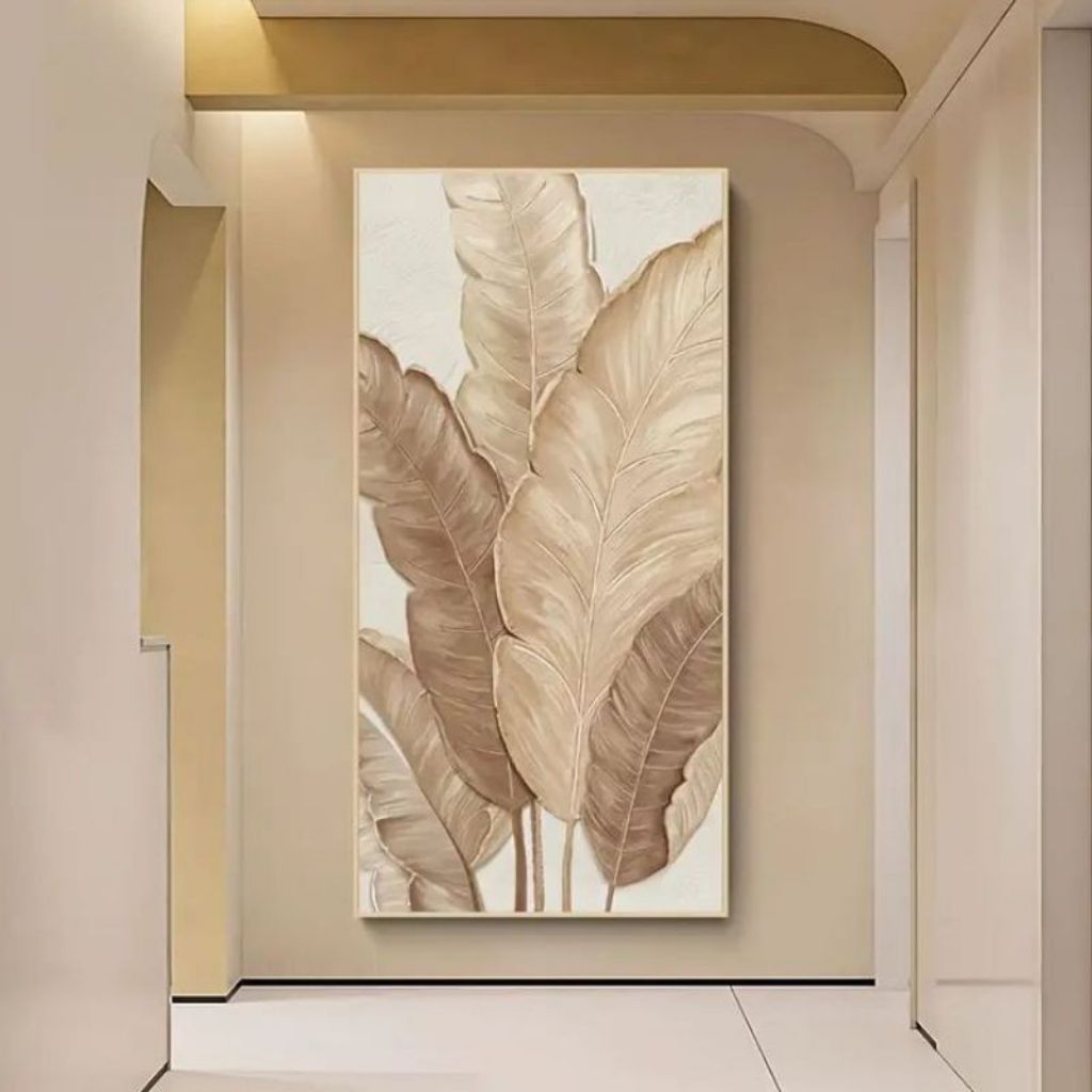 Hiasan Dinding Lukisan Daun Pisang Kering Aesthetic Handmade Tekstur Timbul