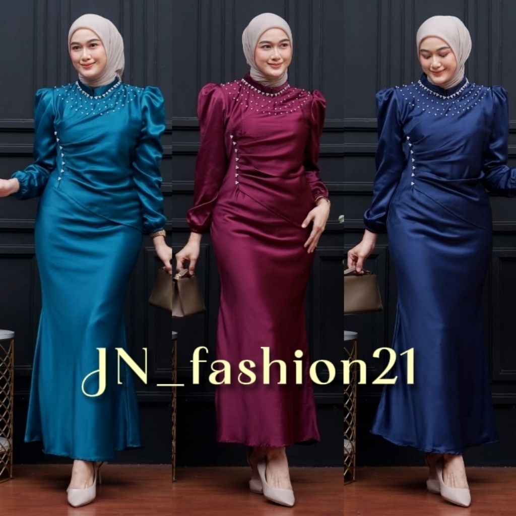 Vina Dres Satin Silk Premium  gamis kondangan fashion muslim