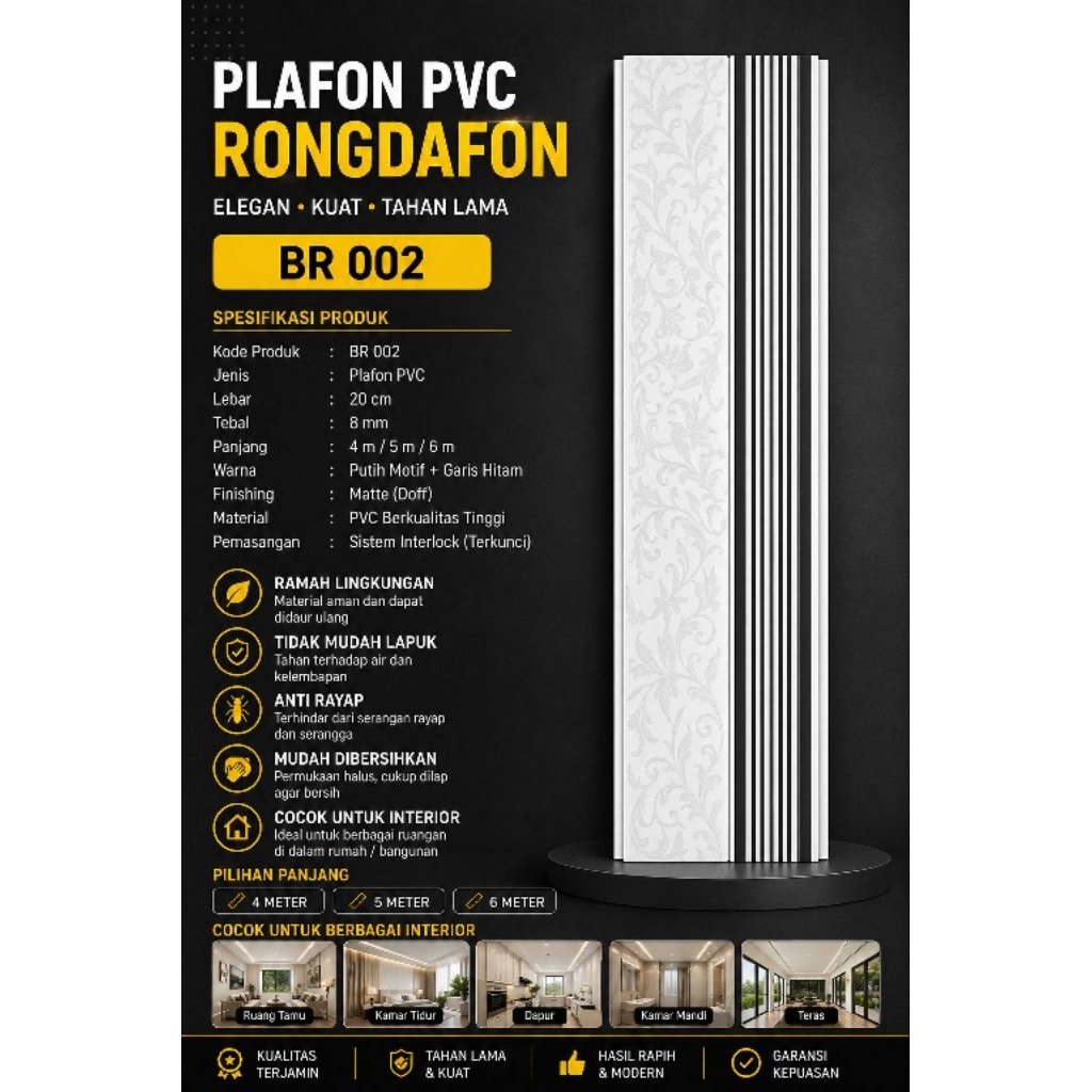 Plafon PVC Motif Batik Glossy Rongdafon BR002 Terbaik