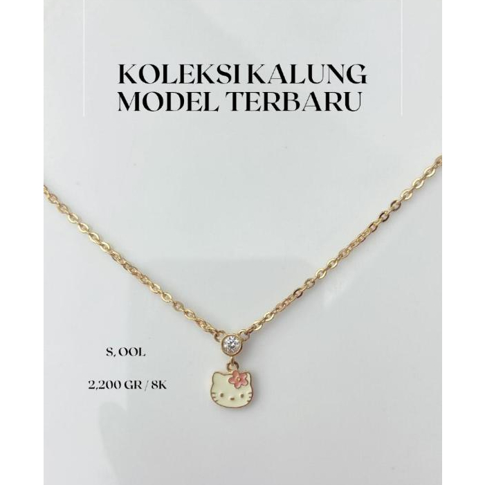 Kalung Emas Anak Rantai Tiffany Hello kitty Mt Pth 8K (Complete Mulia)