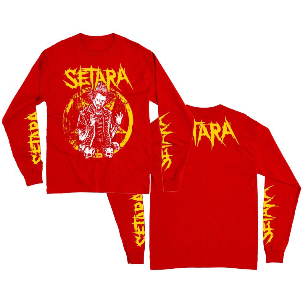 Kaos Band Punk Lengan Panjang Setara - Ventagram Punk merah